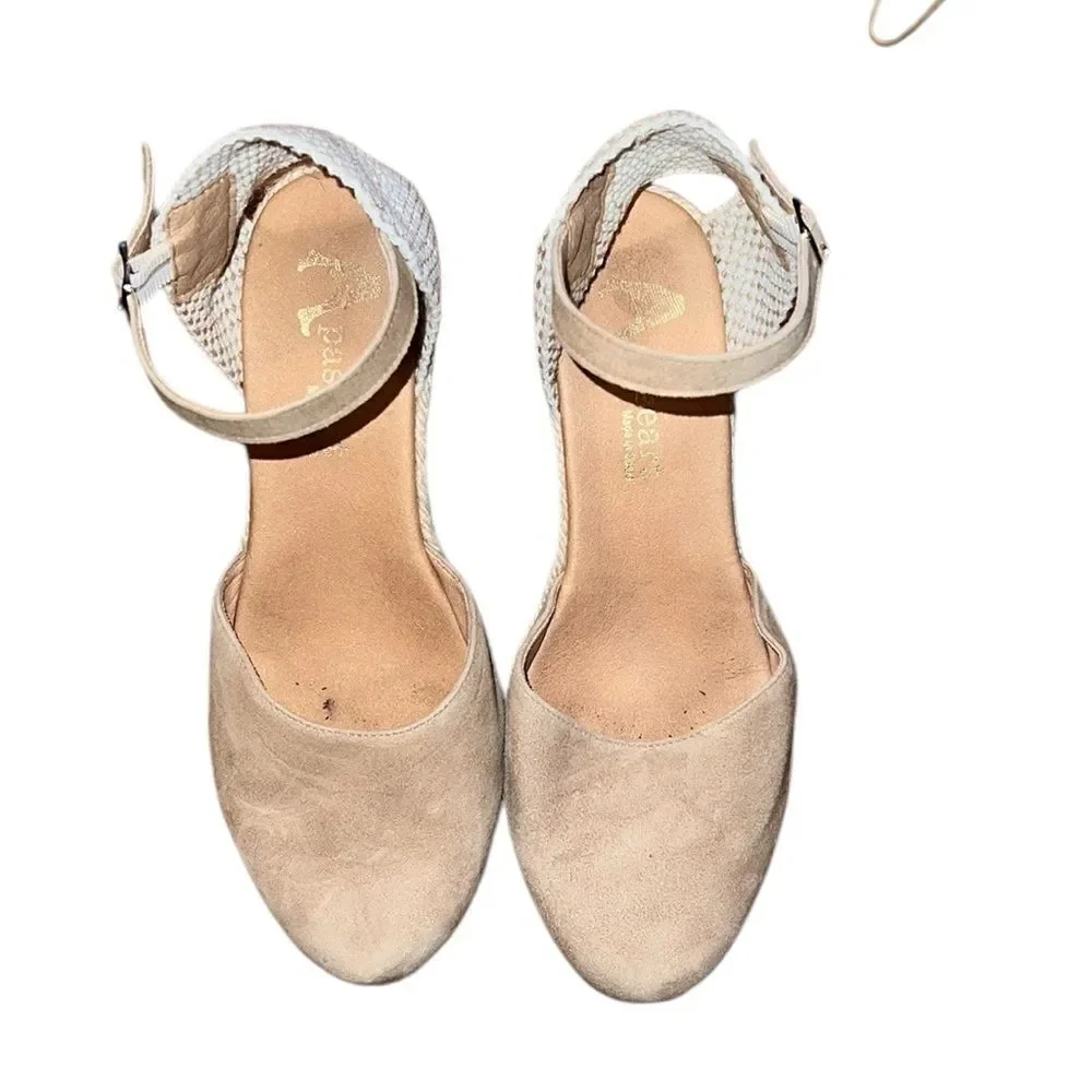 Paseart Tan Suede Espadrille Shoes Size 9.5